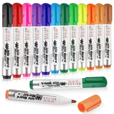 Immagine prodotto di Pennarelli per lavagna, cancellabili, 12 colori, punta da 3 mm, per scuola e ufficio