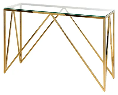 Produktbild von Rechteckiger Konsolentisch mit transparentem Glas und goldenem Metallgestell