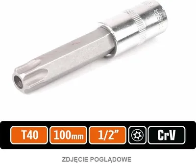 Immagine prodotto di Chiave a bussola 1/2" con punta TORX 100 mm/T40 / (con foro) / TEGER
