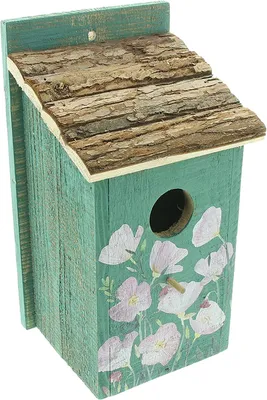 Produktbild von Dekoratives Vogelhaus Nistkasten mit Blümchen-Design, L 15 x B 14 x H 28 cm
