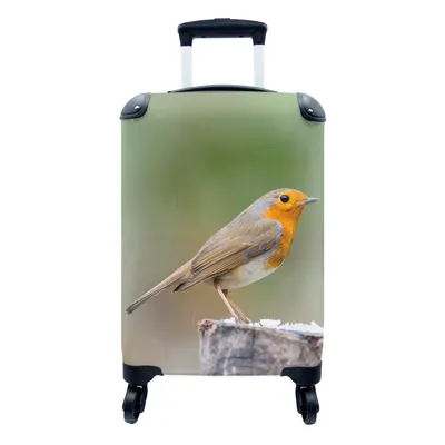 Produktbild von MuchoWow® Koffer Handgepäck Trolley Rollkoffer Kleine Reisekoffer mit 4 Rollen - Tiere - Vogel - Rotkehlchen - Cabin Size < 55x40x23 cm & 55x40x20 cm - Fotokoffer - Kabinenkoffer - Boardgepäck - Reise-Box - Reisekoffer - Reisegepäck - Koffer mit Bild - Trolley für Kinder