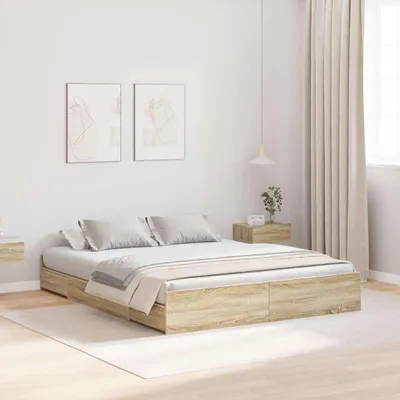 Zdjęcie produktu dla Maison Exclusive - Rama łóżka z miejscem na przechowywanie Dąb Sonoma 160 x 200 cm