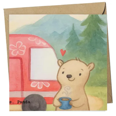 Produktbild von Mr. & Mrs. Panda Grußkarte Bär Camper Design - Weiß - Geschenk, Roadtrip, Campingplatz, anlasskarte, Klappkarte, Urlaub, Zelten, doppelkarte, Glückwunschkarte, Hobby
