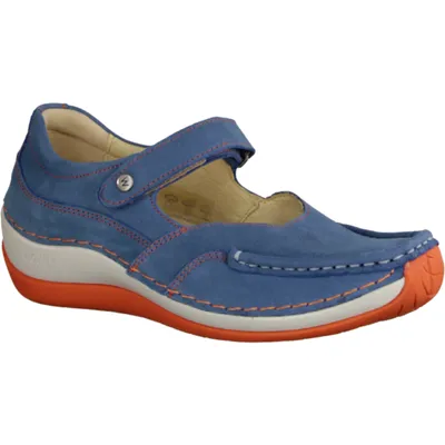 Produktbild von Riemchenballerina Wolky Elation 4804-184, Damen, Jeans, Leder, NEU - Damenschuhe Modische Pumps / Ballerina, Blau, leder (mistique nubuk)