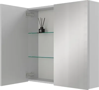 Produktbild von Planetmöbel ARIA Spiegelschrank für das Bad 70 cm Weiß Grau, ohne Leuchte und Steckdose