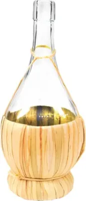 Produktbild von 1L Glasflasche + Graskorb/GLASBALLON Weinballon Flasche Karaffe Likörflaschen Essig-Öl Flasche  Schnapsflasche Weinflasche