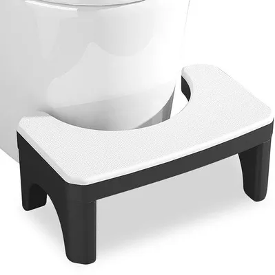 Imagen del producto de Unyqoos®: Taburete para inodoro, compacto y multifuncional, con superficie antideslizante, que ahorra espacio y es fácil de limpiar, y que promueve una postura natural al sentarse