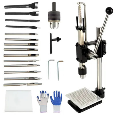 Immagine prodotto di Macchina per punzonatura - Macchina per punzonatura fai-da-te - Pressa manuale per pelle e metallo - Flessibile e personalizzabile - Include 13 punzoni - Adatta per...