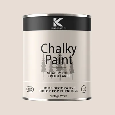 Produktbild von Kenzopaints Chalky Paint Kreidefarbe Möbelfarbe Möbellack 1Kg / 750ml - Vintage White
