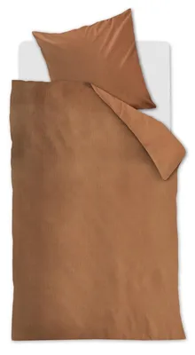 Produktbild von At Home Baumwoll-Bettwäsche-Garnitur mit Waffelstruktur Relax Farbe Brown Größe 135x200 cm + 80x80 cm
