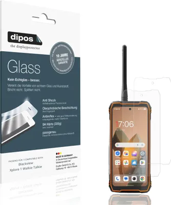 Produktbild von 2x Schutzfolie für Blackview Xplore 1 Walkie Talkie matt - Anti-Shock 9H Folie dipos Glass Kunststoffglas