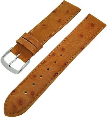 Produktbild von Uhrenarmband Straußenleder Hellbraun Ton in Ton 20mm Matt S Struktur NEU 13939