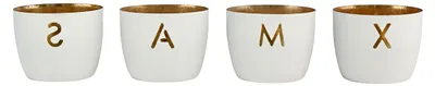 Produktbild von Windlichtset Madras XS mit Weihnachtsmotiv, weiß und gold, Höhe 4,5 cm