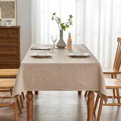 Zdjęcie produktu dla Ścierełka na stół, beżowa, 120 x 120 cm, odporna na zabrudzenia, wykonana z tkaniny żakardowej, wodoodporna, nie gniecie się