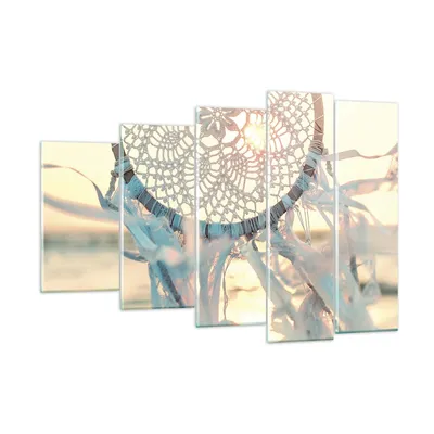 Produktbild von Bilder auf glas - 5 Teile - Boho Ornament Anhänger - 150x100cm - Glasbilder - Wandbilder - Bilder - zum Aufhängen bereit - Wanddekoration aus Glas - Glas Bilder - Wandbild auf Glas - GEG150x100-4554