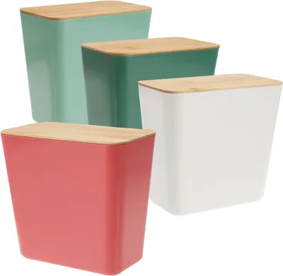 Immagine prodotto di Contenitori in plastica con coperchi in bambù, confezione da 4 pezzi, riutilizzabili, per la cucina