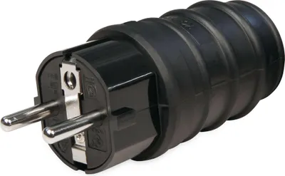 Produktbild von Gummi-Schutzkontaktstecker McPower, schwarz, Schutzklasse IP44