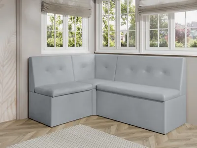 Produktbild von JKG Meble Eckbank fur Essizmmer - Eckbank Küche mit Aufbewahrungsbehälter - Sitzecke Küche - Velours - Essecke - Küchensofa - Grau - 130x170 cm