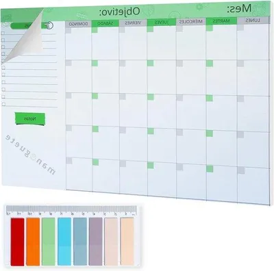 Image de Agenda hebdomadaire A3 avec notes autocollantes 2024 - Calendrier de bureau