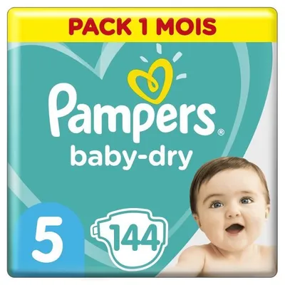 Produktbild von Pampers Windeln Größe 5 (11-16kg) Baby-Dry, Junior, 144 Stück, MONATSBOX, bis zu 12 Stunden Rundum-A