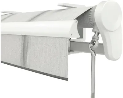 Produktbild von Soluna Gelenkarmmarkise Trend 4,5x3,5 Stoff Dessin D420 Gestell RAL 9010 reinweiß Antrieb Rechts inkl. Kurbel