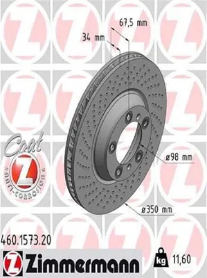 Produktbild von ZIMMERMANN Coat Z Bremsscheibe Vorne Links für PORSCHE 911 (996) 350mm 460.1573.20