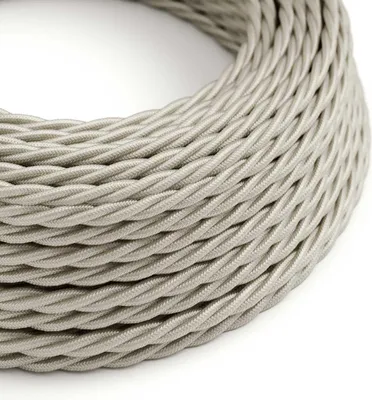 Image de Creative-Cables Câble électrique gainé de tissu, 2 x 0,75 mm², 10 m, Blanc Perle TM00, tressé, effet soie