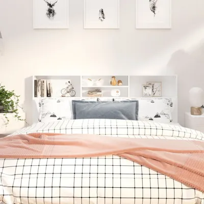 Produktbild von vidaXL Bett Kopfteil mit Ablagen Weiß 180x19x103,5 cm - Kopfteil-Schrank - Kopfteil-Schränke - Bett-Kopfteil - Bett-Kopfteil-Schrank