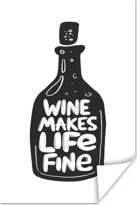 Produktbild von MuchoWow® Poster Wein - Zitat - Flasche 120x180 cm - Kunstposter