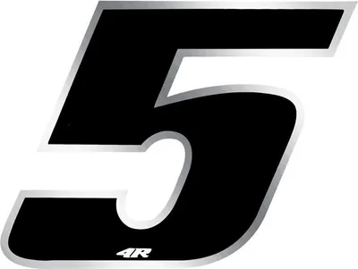 Obrázek produktu pro Nálepka závodní číslo pro motocykl "5" černá 65 x 85 mm