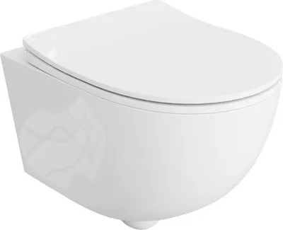A white wall-mounted toilet with the lid closed, shown from a three-quarter angle.