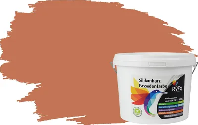 Produktbild von RyFo Colors Silikonharz Fassadenfarbe Lotuseffekt Trend Orangetöne Terracotta 3l - bunte Fassadenfarbe, weitere Orange Farbtöne und Größen erhältlich, Deckkraft Klasse 1