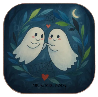 Produktbild von Mr. & Mrs. Panda Tischschoner Gespenster  Liebe  Design - Weiß - Geschenk, Verliebt, Tischuntersetzer, Paar, gläseruntersetzer, Untersetzer Glas, Dekoration, Gespenst