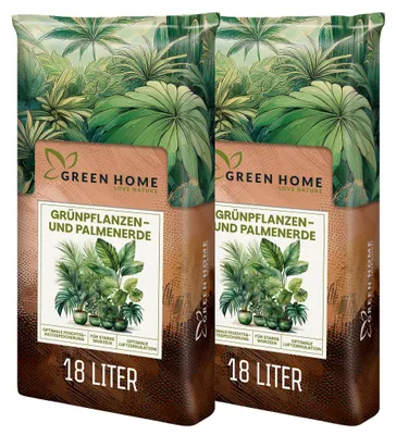 Produktbild von Green Home Grünpflanzen- & Palmenerde 36 L – für Palmen, Grün- & Zimmerpflanzen, Langzeitnährstoffe, Perlite, Kokosfasern, gute Drainage