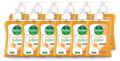 Produktbild von 12 x Dettol Nourish Handseife - Honig & Vanille - 250 ml - Vorteilspackung - 12 Stücke