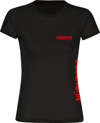 Produktbild von multifanshop Damen T-Shirt - Nürnberg - Brust & Seite, schwarz, Größe 3XL