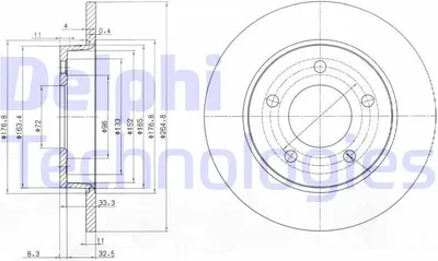 Produktbild von 2x DELPHI Bremsscheibe BG4025C für MAZDA 5 (CR19) 3 (BK) 3 (BL) PREMACY (CP)