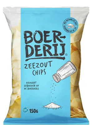 Produktbild von Boerderij Chips mit Meersalz, 150 g – Knusprige Kartoffelchips Snack