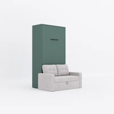 Produktbild von Schrankbett M3 Vertikal 100x200 cm mit Sofa   Steingruen
