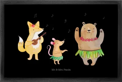 Produktbild von Mr. & Mrs. Panda fußmatte Waldtiere Aloha 50 x 75 cm - Schwarz - Geschenk, Wald, Musik, abstreifer, Bär, Lustige Sprüche, Igel, Hase, Schmutzfangmatte, Lachen