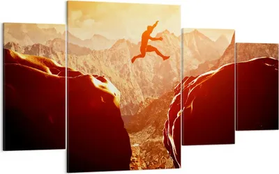 Produktbild von Bild auf Leinwand - Leinwandbild - Mann Berg Freiheit - 160x90cm - Wand Bild - Wanddeko - Leinwanddruck - Bilder - Kunstdruck - Wanddekoration - Leinwand bilder - Wandkunst - DL160x90-2827