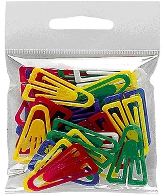 Produktbild von Büroklammern Plastikclips 35mm VE=30 Stück sortiert
