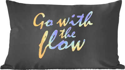 Produktbild von MuchoWow® Zierkissen Sofakissen Wohnzimmer Dekokissen 60x40 cm Zitate - Entspannen - Gold - Schwarz - Kopfkissen - Polster mit Foto