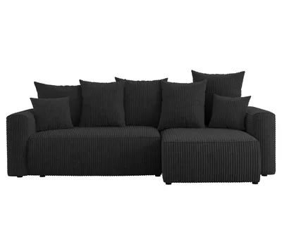 Produktbild von Ecksofa mit Schlaffunktion, ANTONIO DENVER - 238x142x73cm, Ottomane rechts/links, L-Form, Schlaffunktion & Bettkästen - Schwarz