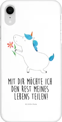 Produktbild von Mr. & Mrs. Panda Iphone XR Handyhülle Einhorn Blume - Weiß - Geschenk, Handy Case, Freundin, Antrag, Unicorn, Einhörner, Liebe, Premium Kunststoff