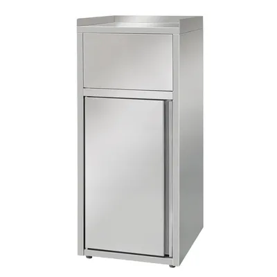 Image de Poubelle en acier inoxydable, à ouverture par couvercle, 60 litres, 500 x 530 x 1200 mm