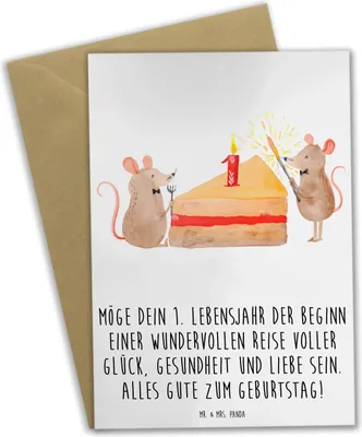 Produktbild von Mr. & Mrs. Panda babykarte 1. Geburtstag Reise - Weiß - Geschenk, Geburtstagsfeier, glückwunschkarten, einladungskarten, Alter, Grußkarten, Happy Birthday, Babygeburtstag