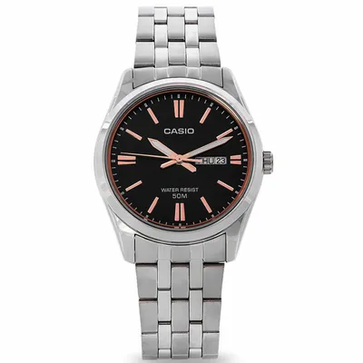 Produktbild von Casio MTP1335D-1A2V Men's Stainless Steel Black Dial Analog Day Date Dress Watch