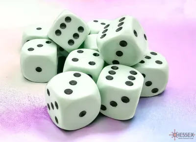 Produktbild von Chessex - Opaque - 12x D6 16mm - Pastel Green/Black