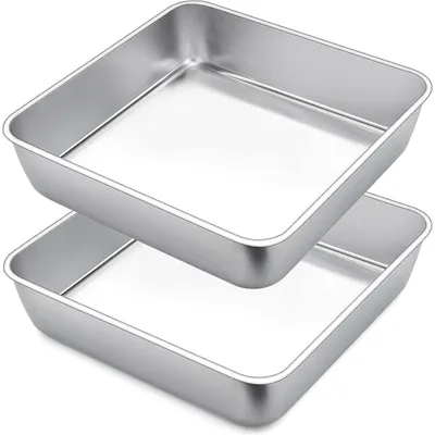 Produktbild von Quadratische Backform 2er-Set Edelstahl 23.5 x 23.5 x 5 cm